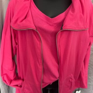 Calvin Klein Hot Pink Zip Hoodie Jacket and matching t-shirt